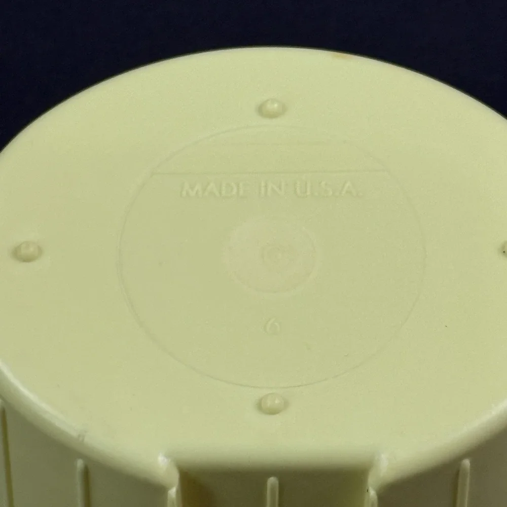 Vtg MCM Yellow Plastic Container Box Lid Trinket Retro Denture Mid Century Oval